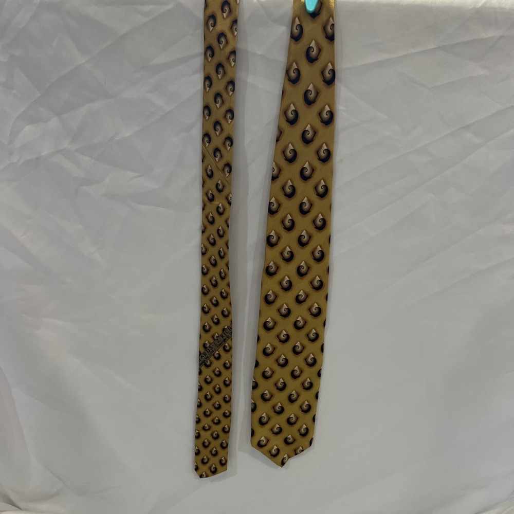 JZ Richards Silk‎ Tie Handmade USA 60x3 1/8 Gold Geometri beautiful unique 19